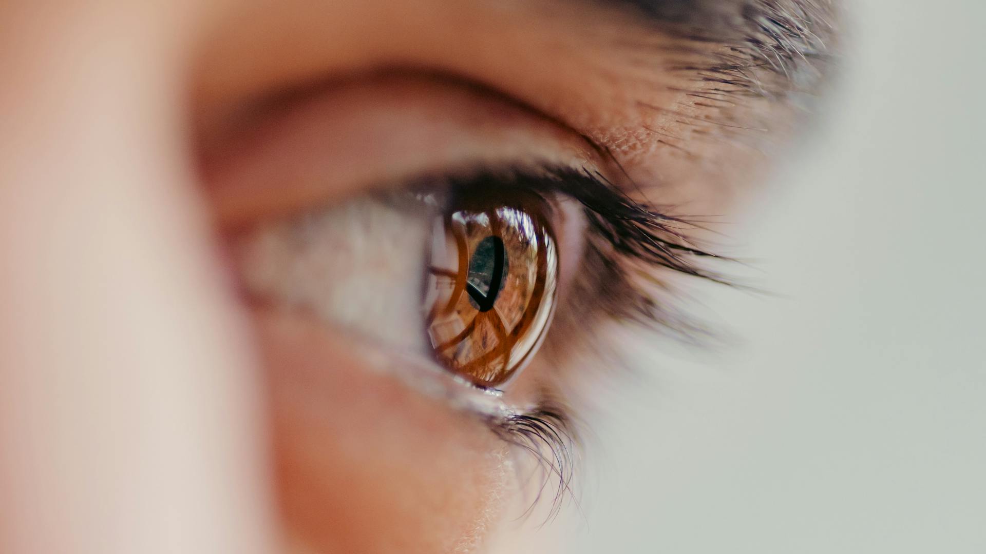 A close up of a person's eye with a close up of the iris